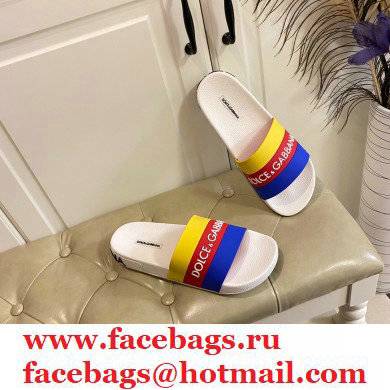 Dolce  &  Gabbana Striped Rubber Sliders Yellow/Red/Blue 2021